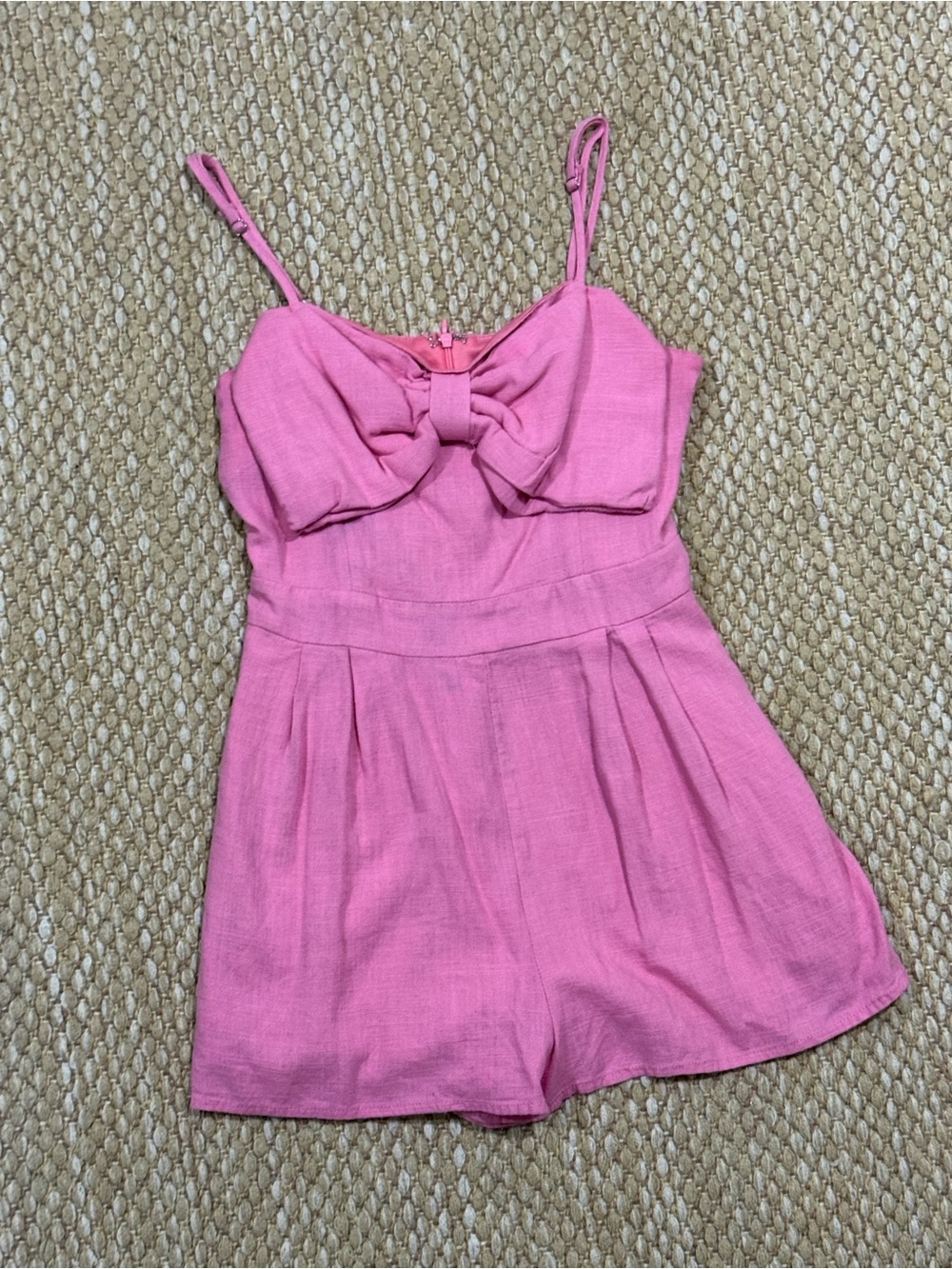 Altar'd State Pink Bow-Front Women’s Spaghetti Strap Romper NWOT